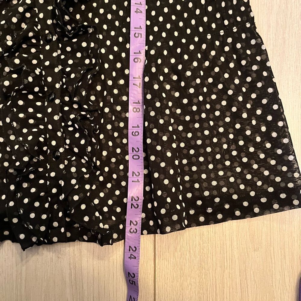 Black and white polka dot mesh ruffled blouse - Picture 9 of 9